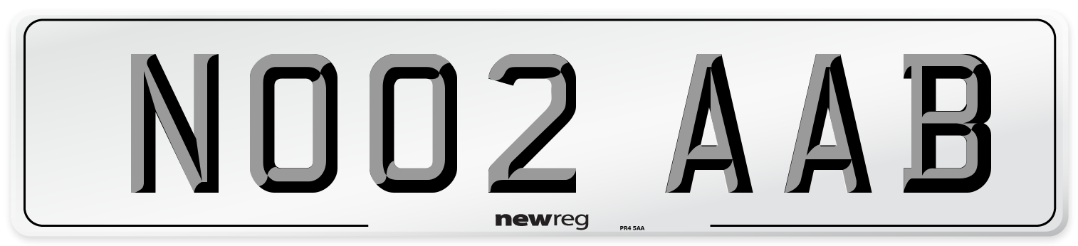 NO02 AAB Number Plate from New Reg